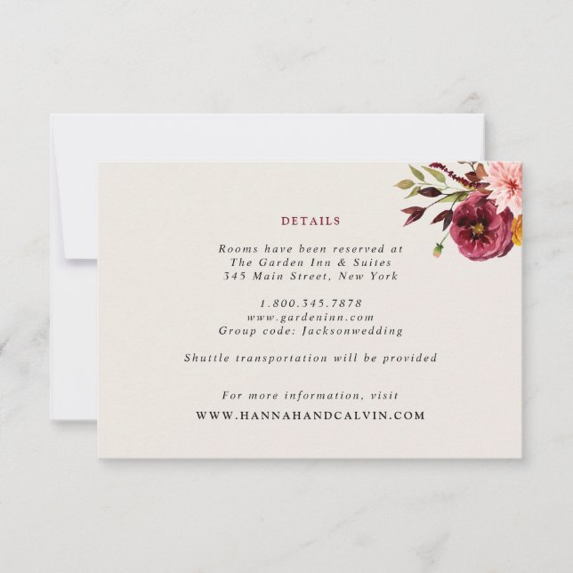 Floral Pumpkin Wedding Details Card (Front)