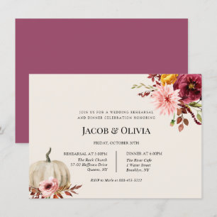 Floral Pumpkin Wedding Rehearsal Dinner invite