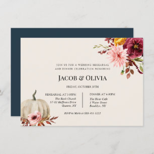 Floral Pumpkin Wedding Rehearsal Dinner invite