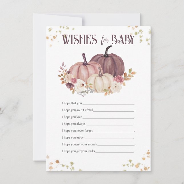 Floral Pumpkin Wishes for Baby, Well Wishes Card (Front)