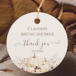 Floral Pumpkins Fall Bridal Shower Thank You  Favour Tags