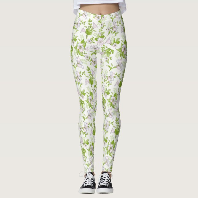 Floral Purple and Green Legging (Front)