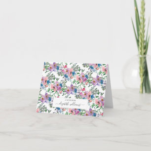 Floral Purple Blue Blush Pink A Note From Script Card