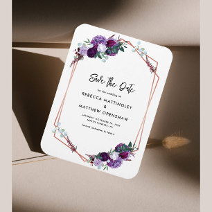 Floral Purple Botanical Wedding Save the Date Magnet
