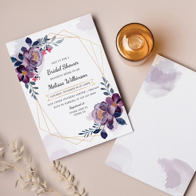 Floral Purple Bridal Shower Invitation (Creator Uploaded)