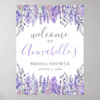 Floral Purple Bridal Shower Welcome Sign