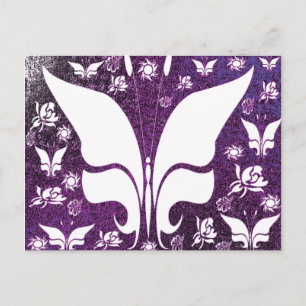 Floral Purple Butterflies Postcard