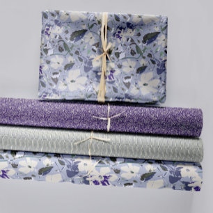Floral Purple Clematis Patterns Decoupage Gift Wrapping Paper Sheet