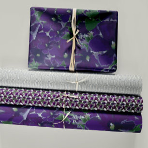 Floral Purple Clematis Trio Decoupage Gift Wrapping Paper Sheet