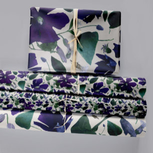 Floral Purple Clematis Trio Decoupage Gift Wrapping Paper Sheet