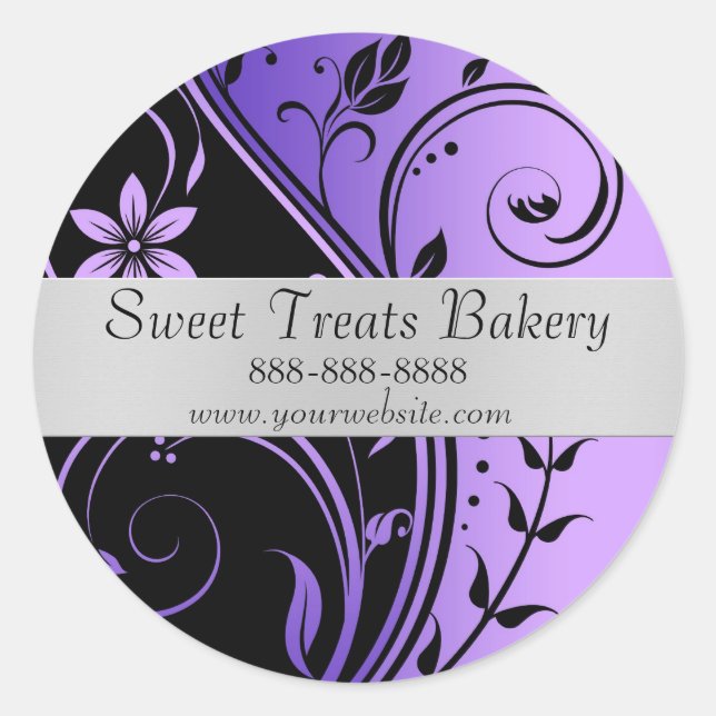 Floral Purple Cupcake Baking Label Sticker (Front)