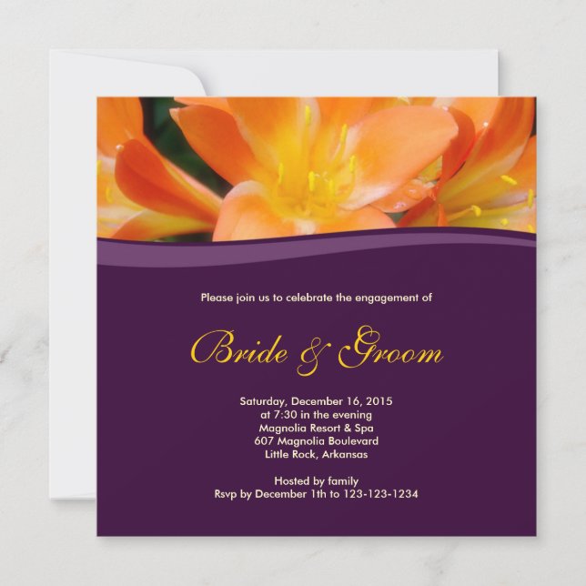 Floral Purple Engagement Invitation (Front)