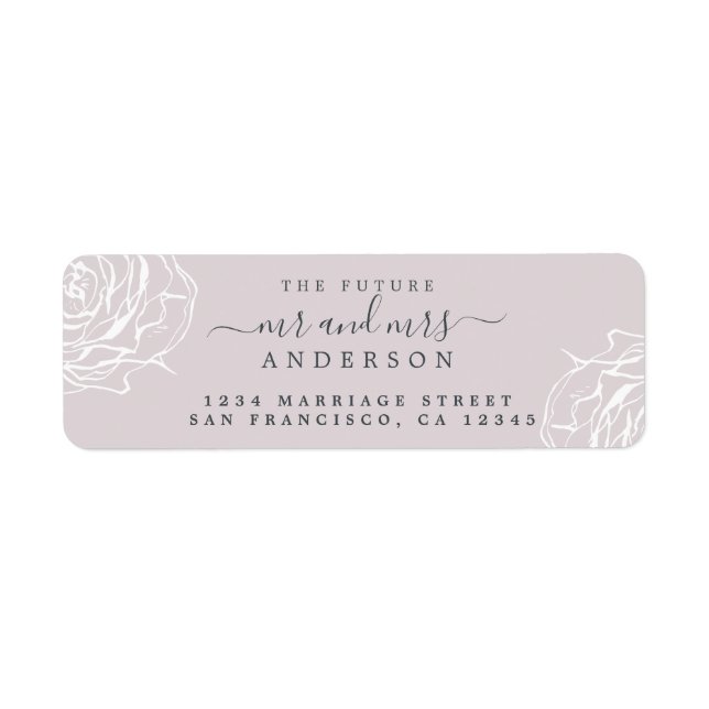 Floral Purple Future Mr Mrs Wedding Return Address (Front)