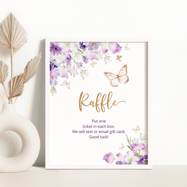 Floral Purple gold butterfly Raffle Poster (Creator Uploaded)