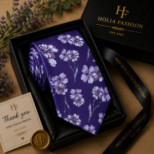 Floral Purple Lavender Neck Tie