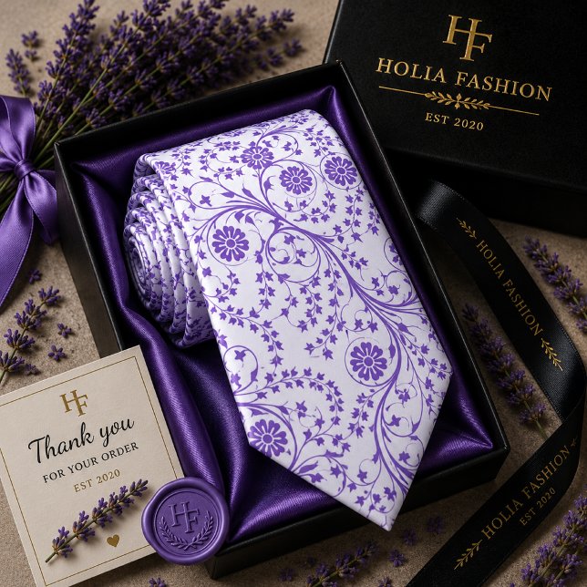 Floral Purple Lavender Neck Tie (Creator Uploaded)