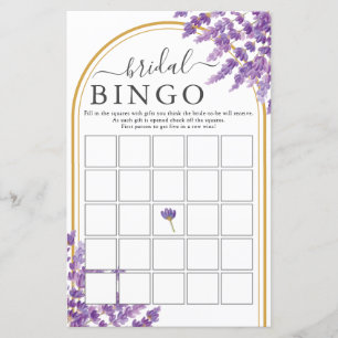 Floral Purple Lavenders Bridal Shower Bingo Game