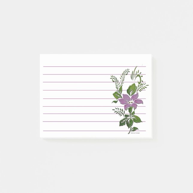 Floral purple line  post-it notes (Front)