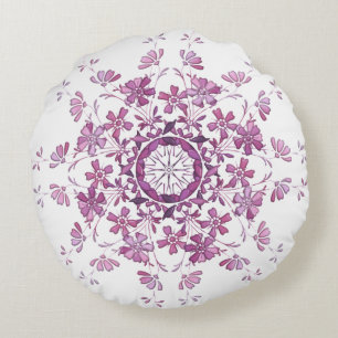 floral purple mandala. round cushion