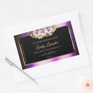 Floral Purple Marble Frame Black Product Labels