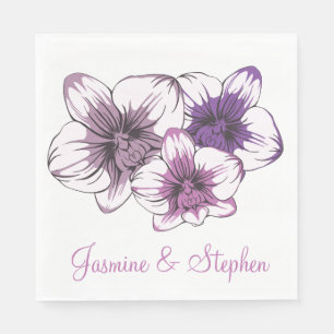 Floral Purple Orchid Wedding Bridal Shower Flowers Napkin
