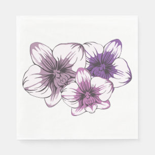 Floral Purple Orchid Wedding Bridal Shower Flowers Napkin