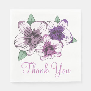 Floral Purple Orchid Wedding Thank You Flowers Napkin