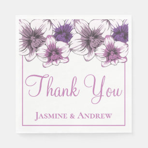 Floral Purple Orchid Wedding Thank You Flowers Napkin