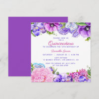 Floral Purple Paisley Modern Quinceañera