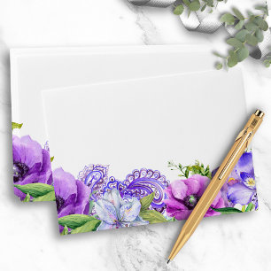 Floral Purple Paisley Watercolor Wedding Envelope