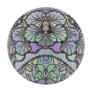 Floral purple pansy mosaic elegant cutting board