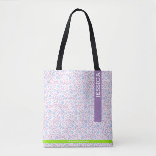 Floral Purple Personalised Name & Monogram Tote Bag