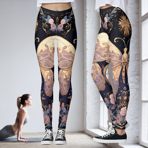 Floral Purple Pink Yellow Butterfly Yoga Leggings