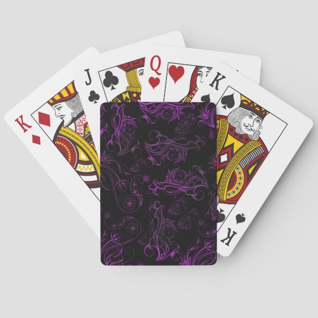 Floral Purple Playing Cards (Back)