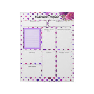 Floral Purple Polka Dots _ Medication Template Notepad