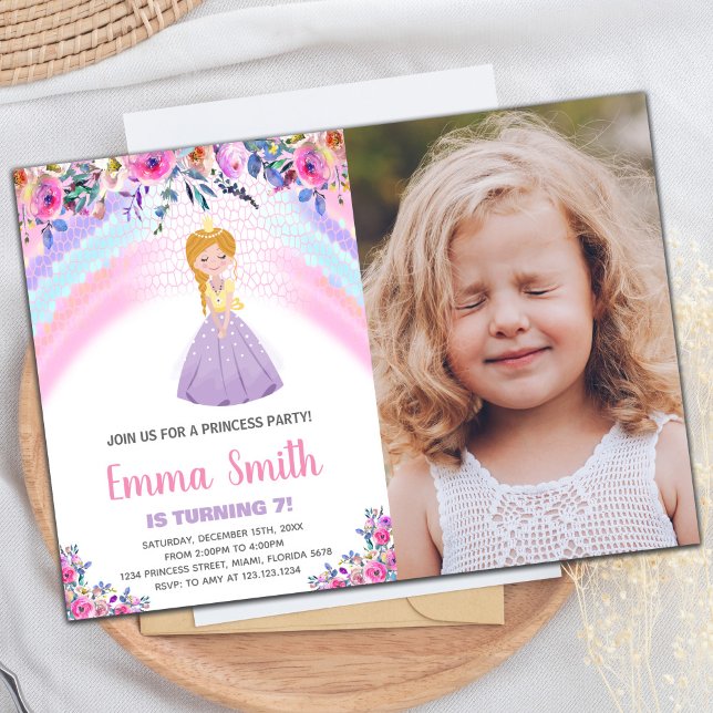 Floral Purple Princess Birthday Invitations photo (Floral Purple Princess Birthday Invitations photo)