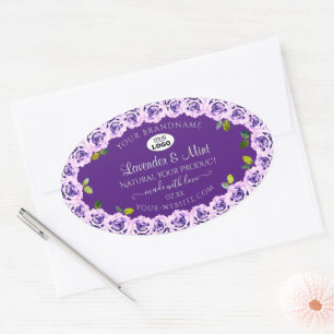 Floral Purple Product Labels Blooming Roses Logo