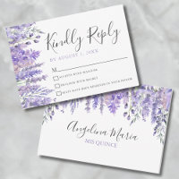 Floral Purple Quinceanera RSVP Card