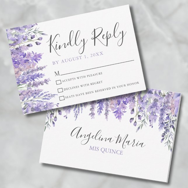 Floral Purple Quinceanera RSVP Card (Floral Purple Quinceanera RSVP Card)