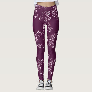Floral purple retro element leggings