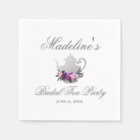 Floral Purple Silver Bridal Shower Tea Party