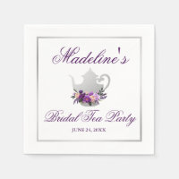Floral Purple Silver Bridal Shower Tea Party