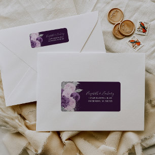 Floral Purple Silver Lilac Wedding Return Address