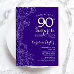 Floral Purple Surprise 90th Birthday Party Invitation<br><div class="desc">Floral Purple Surprise 90th Birthday Party Invitation. Minimalist modern design featuring botanical accents and typography script font. Simple floral invite card perfect for a stylish female surprise bday celebration. Can be customised to any age. Printed Zazzle invitations or instant download digital printable template.</div>