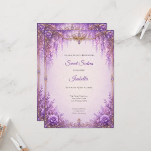 Floral Purple Sweet Sixteen Invitation