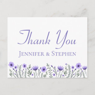 Floral Purple Thank You Flowers Wedding Party Postcard