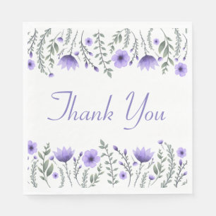 Floral Purple Thank You Wedding Party Flowers Napkin