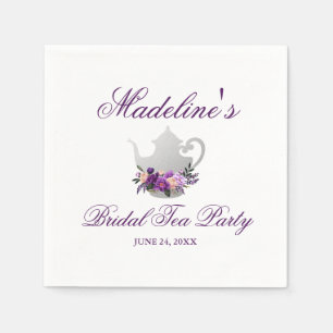Floral Purple Ultra Violet Bridal Shower Tea Party Napkin