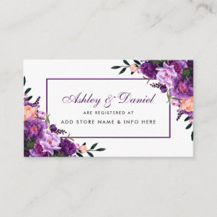 Floral Purple Violet Wedding Registry Insert Card