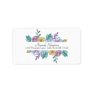 Floral Purple Watercolor Rose Address Label